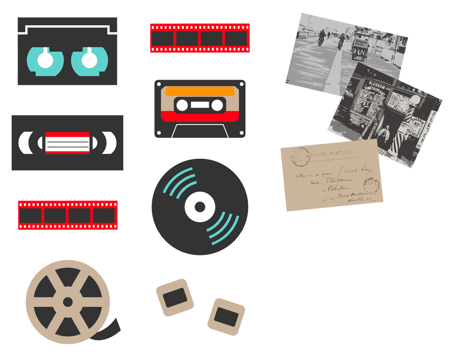 The lab has equipment to digitize slides, VHS Tapes, 8mm Video Tapes (Video8/Hi8/Handycam), Super 8 or 8mm Movie Film, Photos, Cassettes, Vinyl Albums